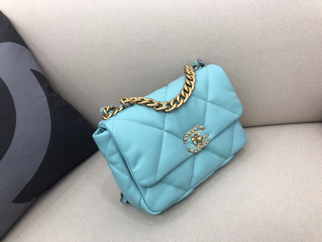 Lambskin 19 Handbag Flap Bag AS1160 Sapphire Blue